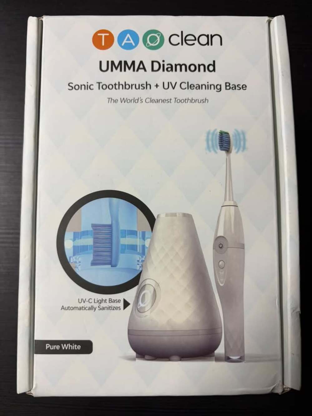 Tao Clean Umma Diamond Sonic Toothbrush with UV Sanitizer in Pure White (Sealed)